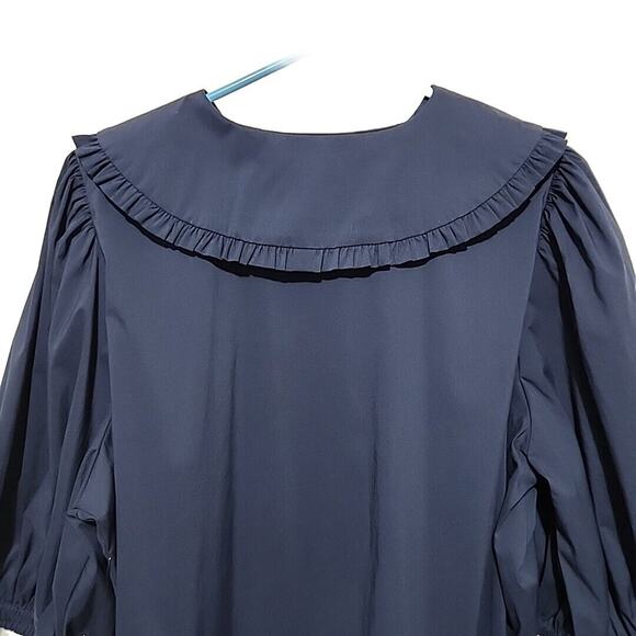 Eloquii Oversized Ruffle Collar Shirt Dress Button Down Navy size 18 D03-0284 - Picture 5 of 11